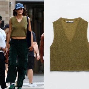 BRAND NEW ZARA KNIT ALPACA & WOOL CROP VEST